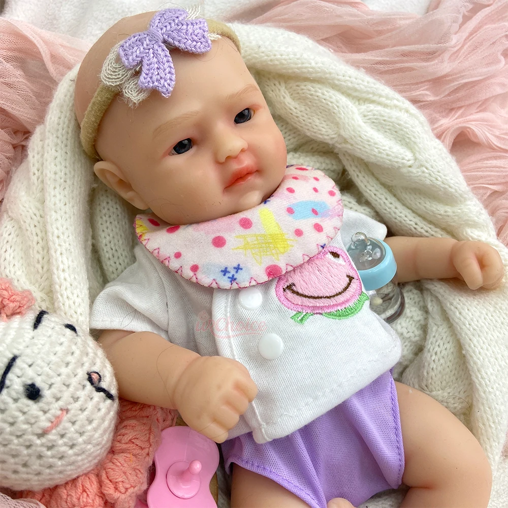 

Лимитированная серия 12-дюймовой миниатюрной силиконовой куклы-реборн с голубыми глазами, ручная роспись, кукла-реборн для девочек, подарок для коллекционеров.