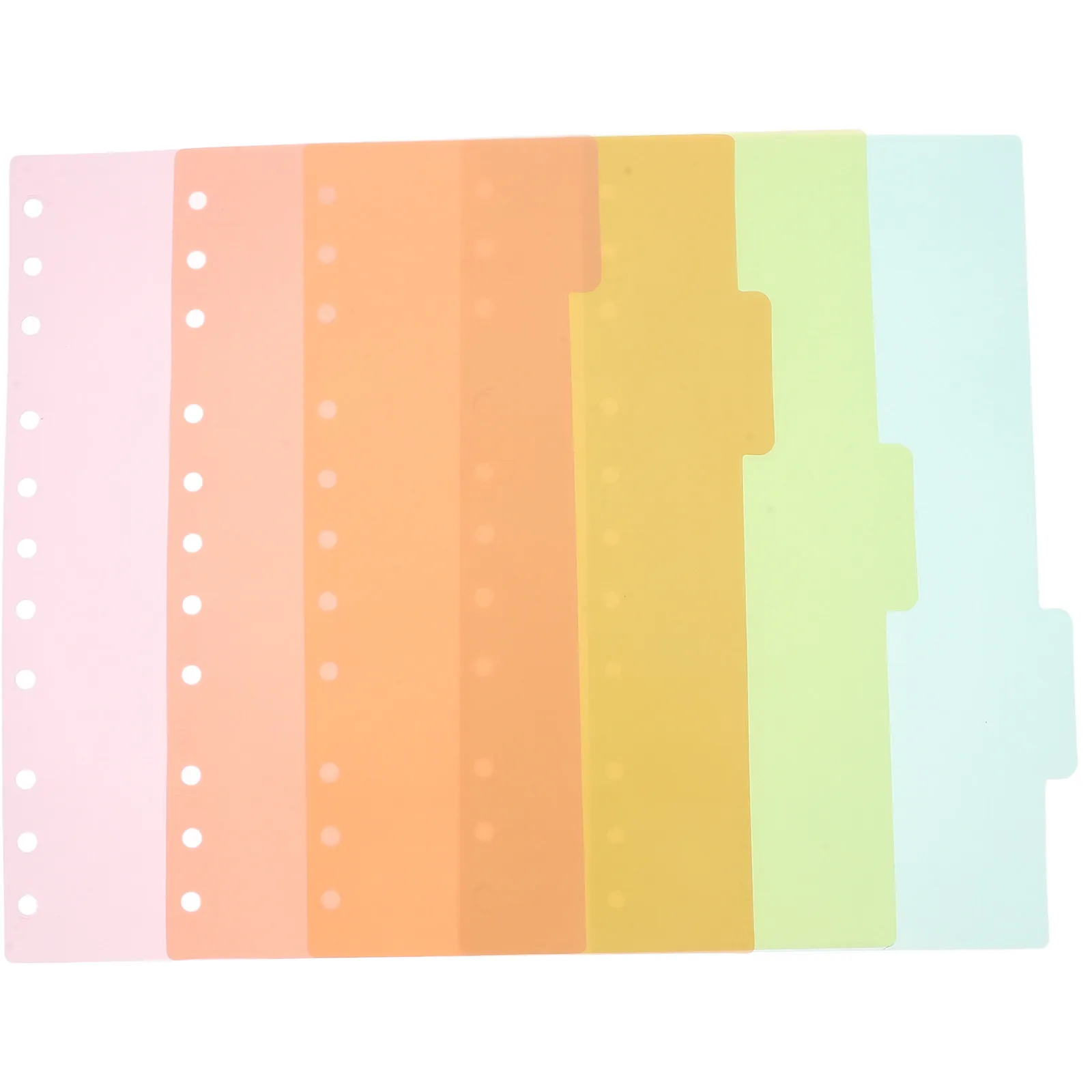 

5Pcs Plastic Colored Index Dividers Paper Tabs 11 Holes Binder Loose Leaf Office File Classification Page Markers