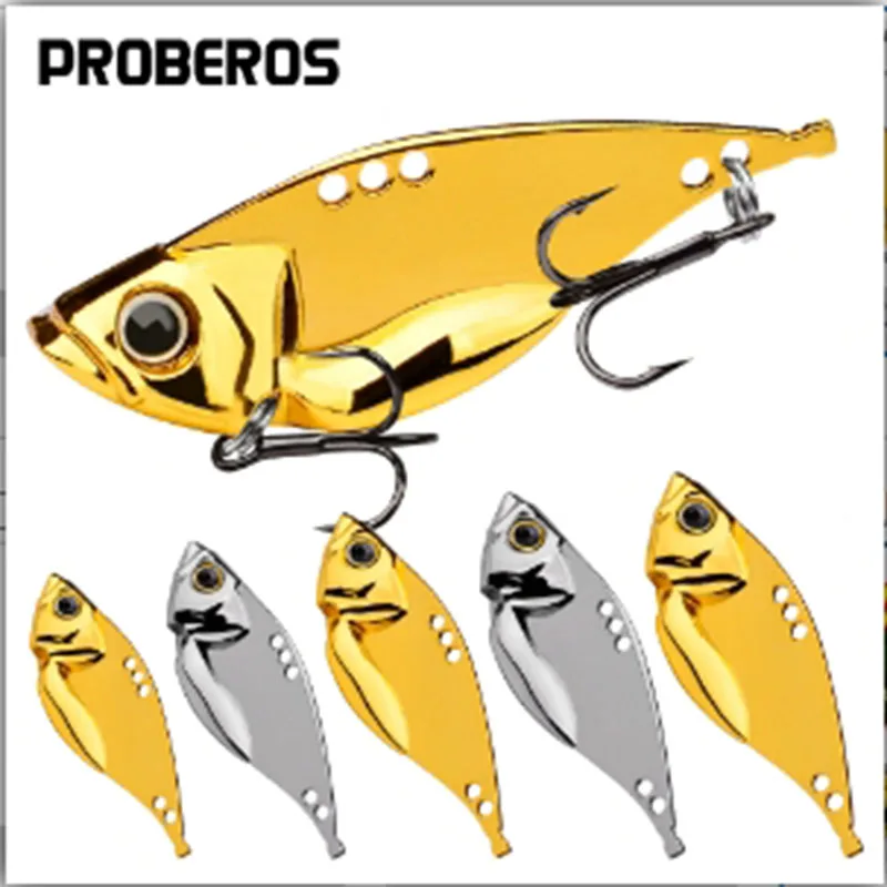 1PC Submerged VIB Lure Gold/Silver Metallic Wobler Fishing Pike Trout Bass Catfish Treble Hook Metal Sequin Lure Fishing Tackle