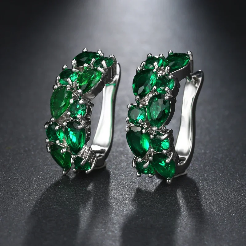 Luxury High Quality Inlay CZ Green Drop Earrings All Type Zircon Crystal Earring for Women Engagement Party Statement Jewelry