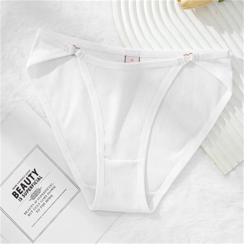 7PCS/SET Women Cotton Panties Women Sexy Low Rise Briefs Female Breathbale Underwear Button Design Pattern Soft Lingerie