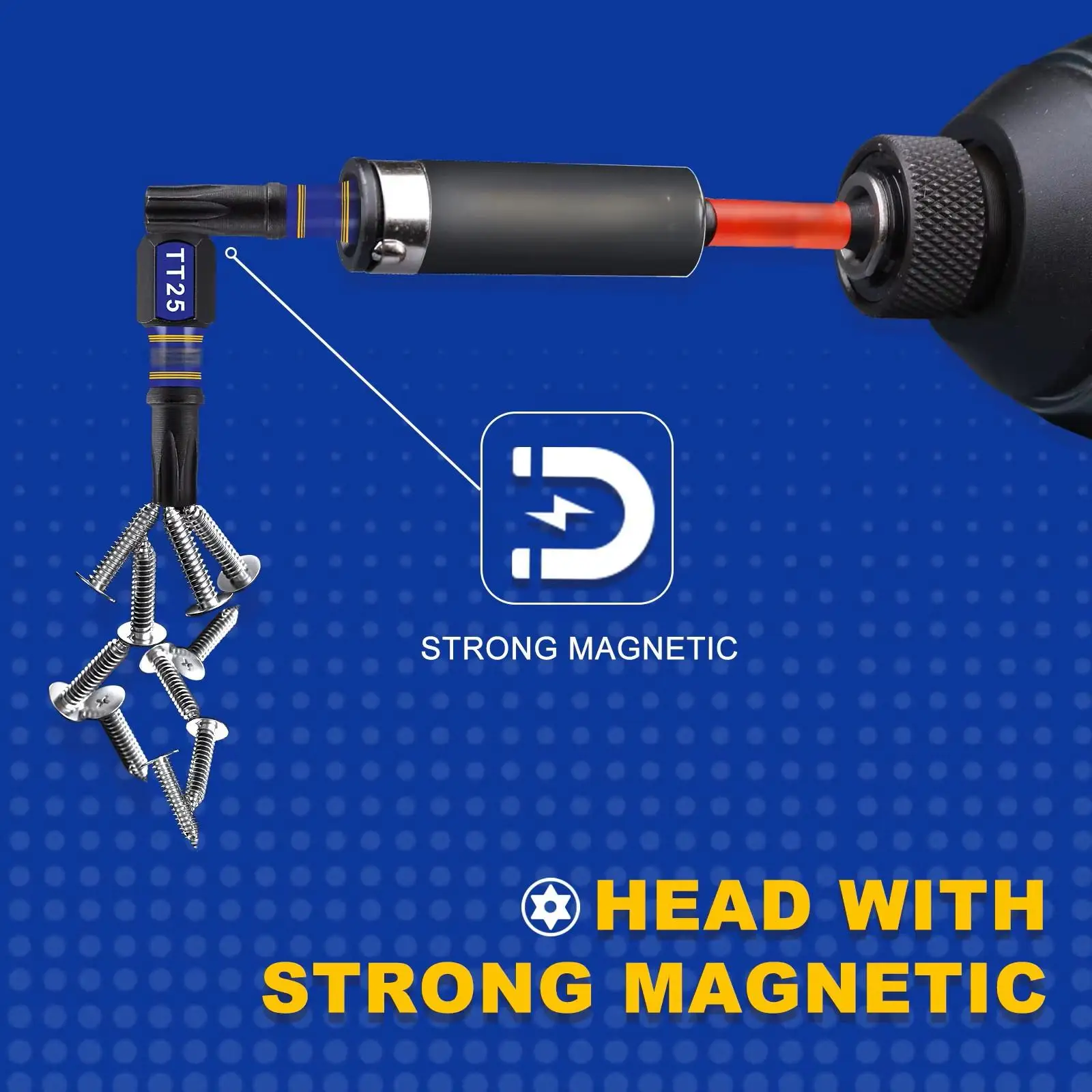 مجموعة لقم مفك براغي توركس الأمنية TT7-TT40، لقم إدخال رأس توركس المغناطيسي مع حامل لقمة مغناطيسي #6