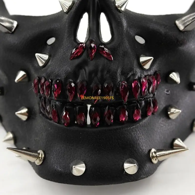 Dxae Rivet Rhinestones Mask Mask Half Face Mask voor vrouwen mannen Halloween Masquerade Cosplay