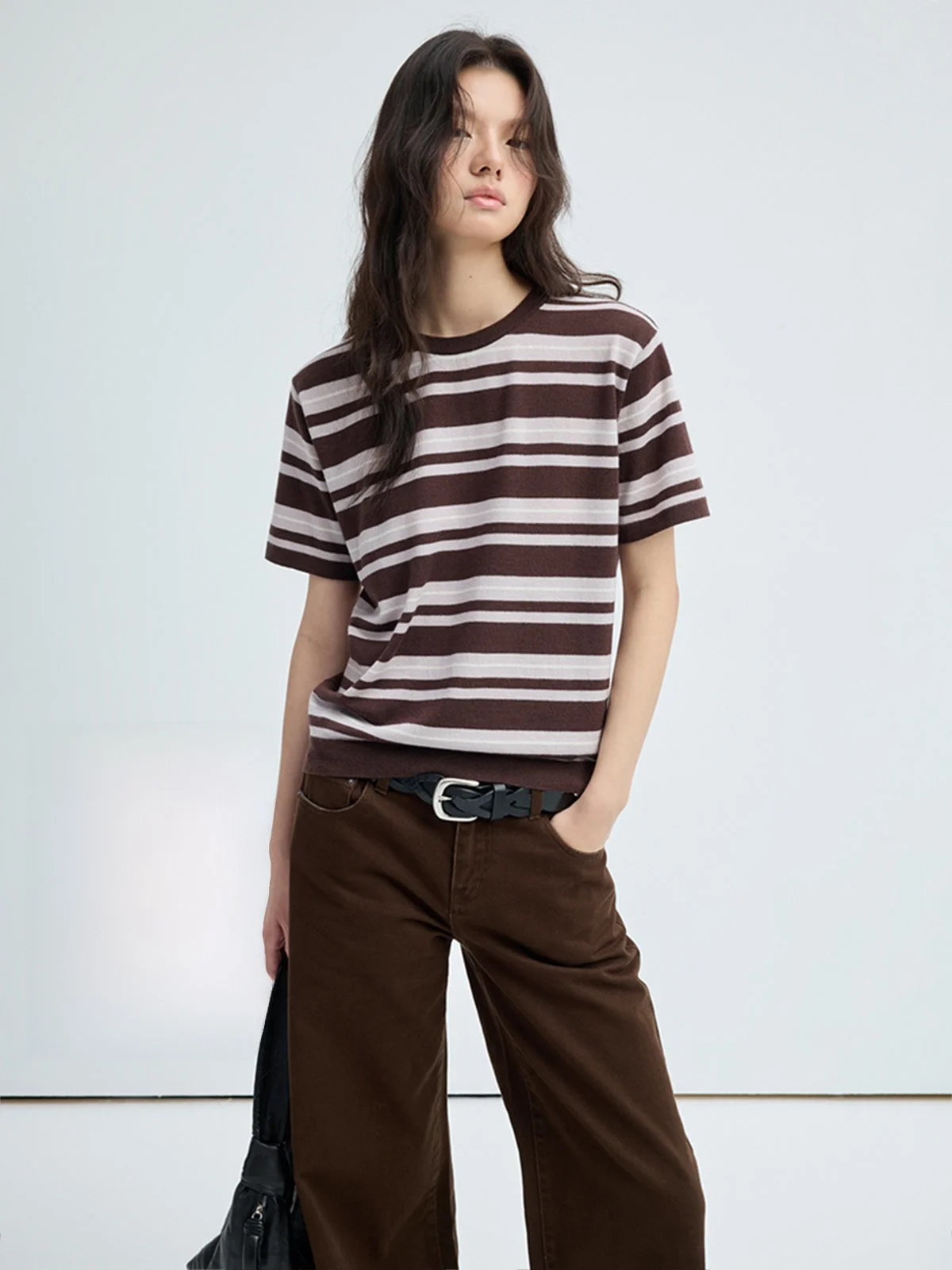 

JUSLIN Lightweight Full Wool Knitted ort Sve round Ne Sweater Retro Color Blo Stripe Pattern Spring Autumn Women's F...