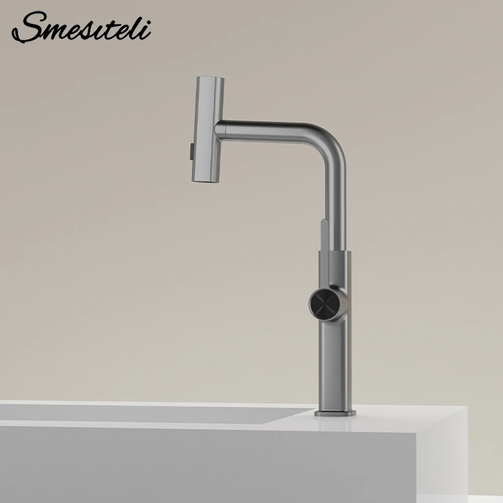 

Kitchen Faucet Deck Mounted Pull Out Spout Kitchen Sink Mixer Tap Single Level Stream Sprayer Nozzle Mixer Tap
