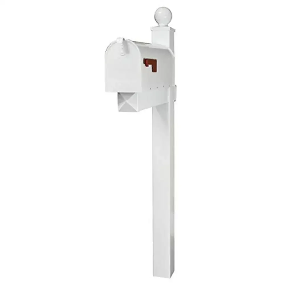 

Classic Traditional White PVC Mailbox Post with Rust-Resistant Black Mailbox Complete Curb Appeal Solution