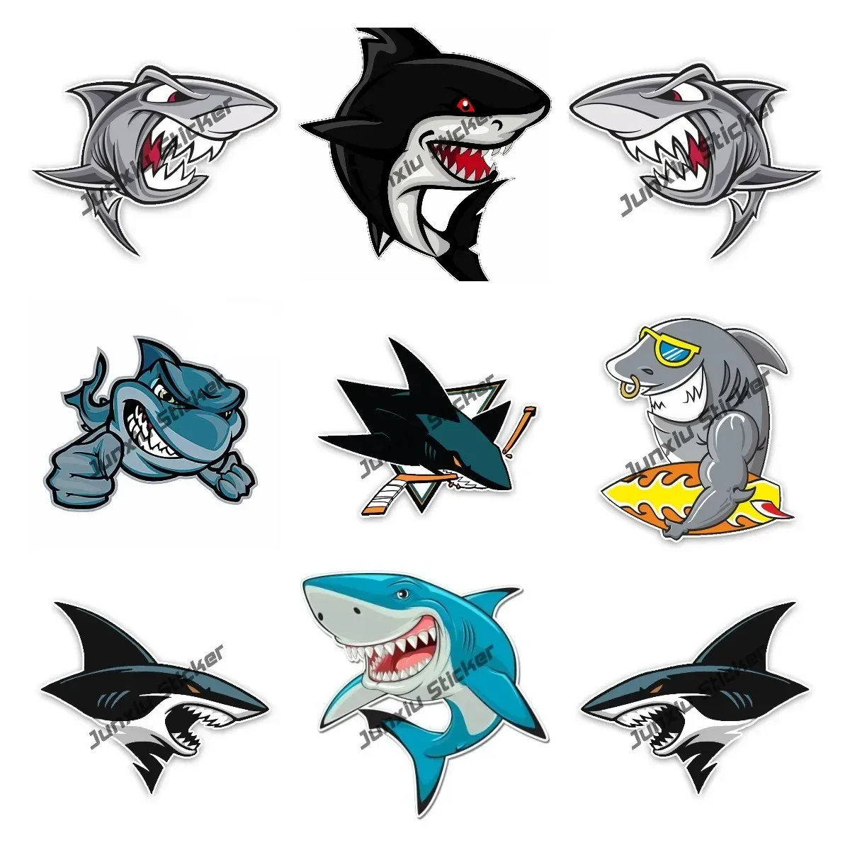 

Cartoon Great White Shark Sticker Shark Graffiti Vinyl Anime Decal Accessories for Car Bumper Laptops Windows Trucks Walls