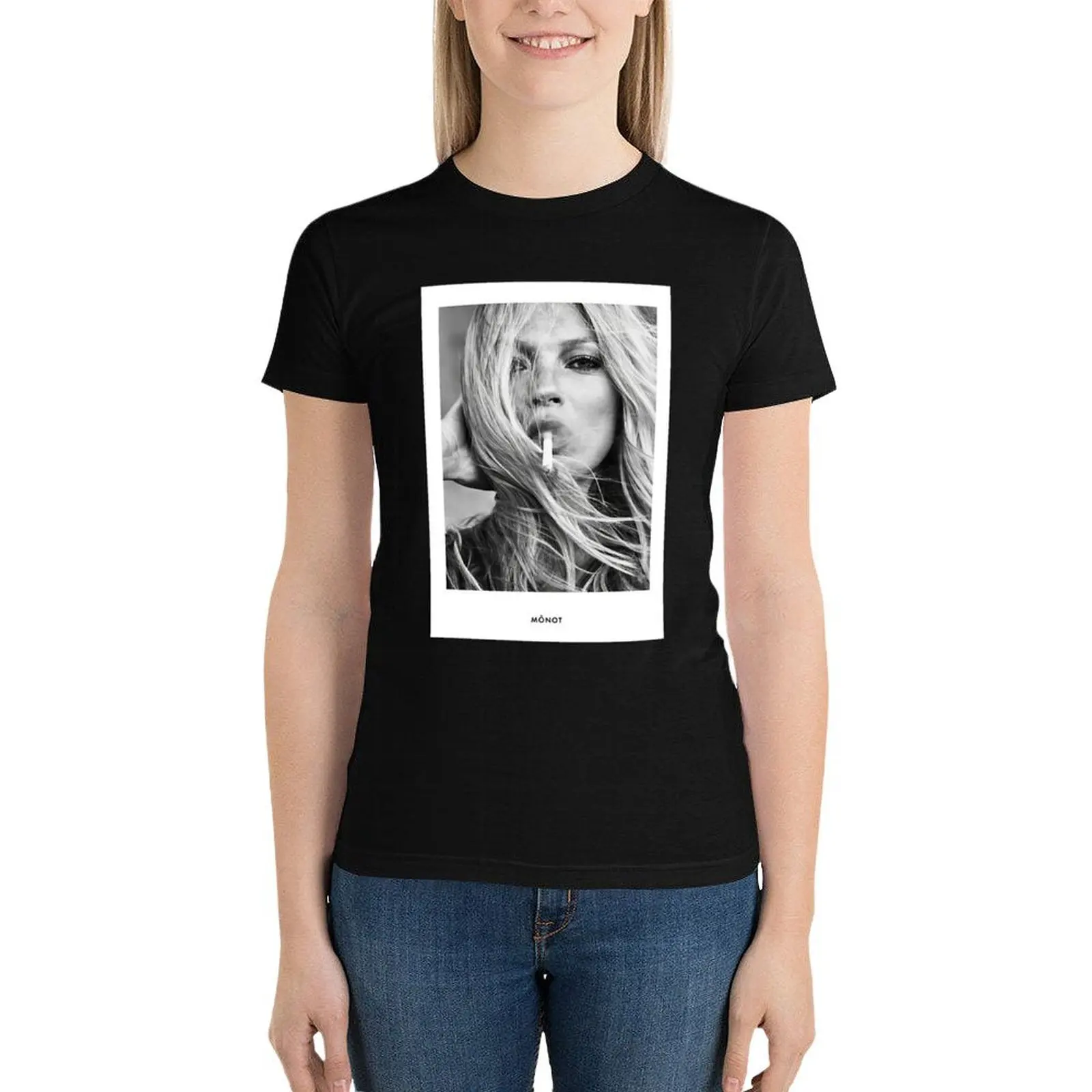 

Kate Moss Smoking T-Shirt summer top plus size tops summer clothes Woman T-shirts