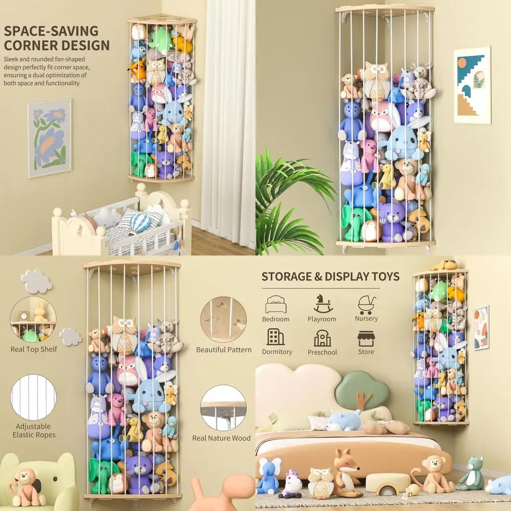 

Регулируемый подвесной органайзер со звездами для плюшевых игрушек в детской комнате