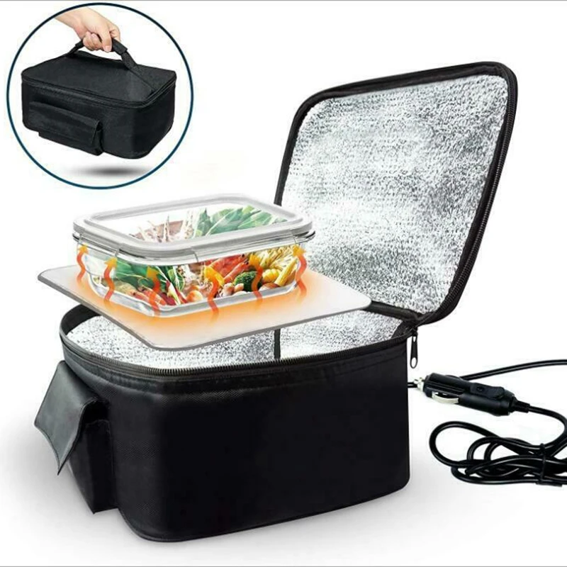 Portable Food Warmers Electric Heater Lunch Box Mini Oven 12V Car Power Black