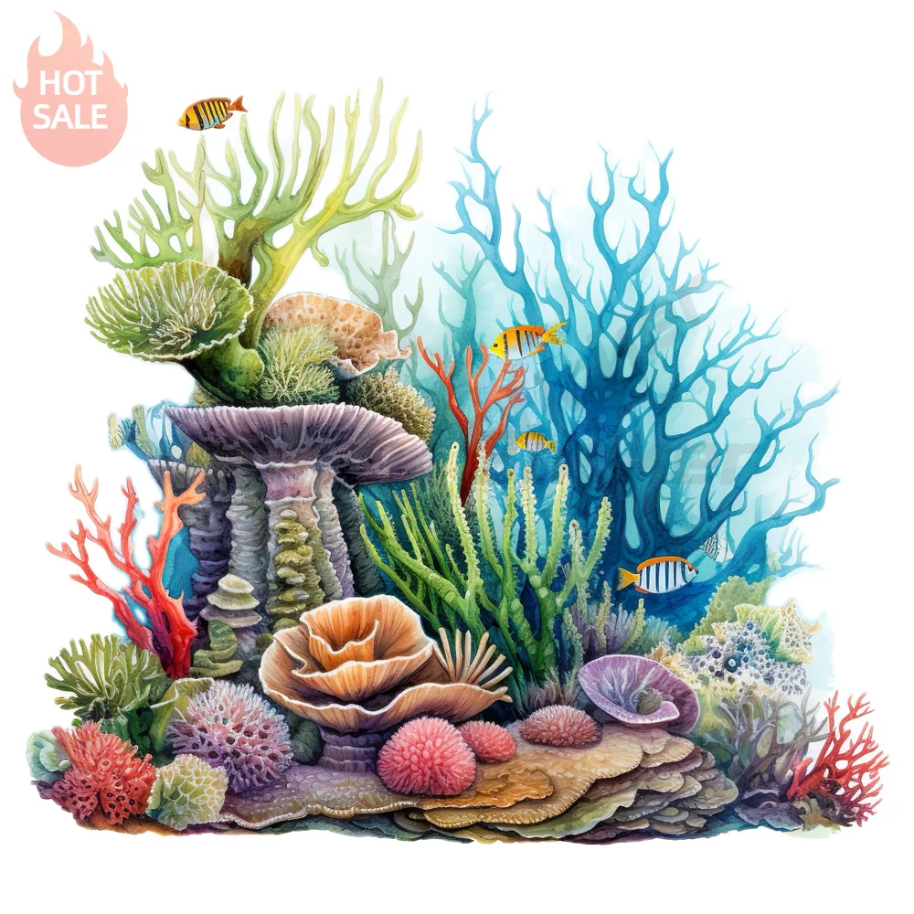 Coral Reef Underwater World Colorful Ocean Aquarium PVC Decal For Car Window UV Resistant Scratch Cover Sticker Car Styling