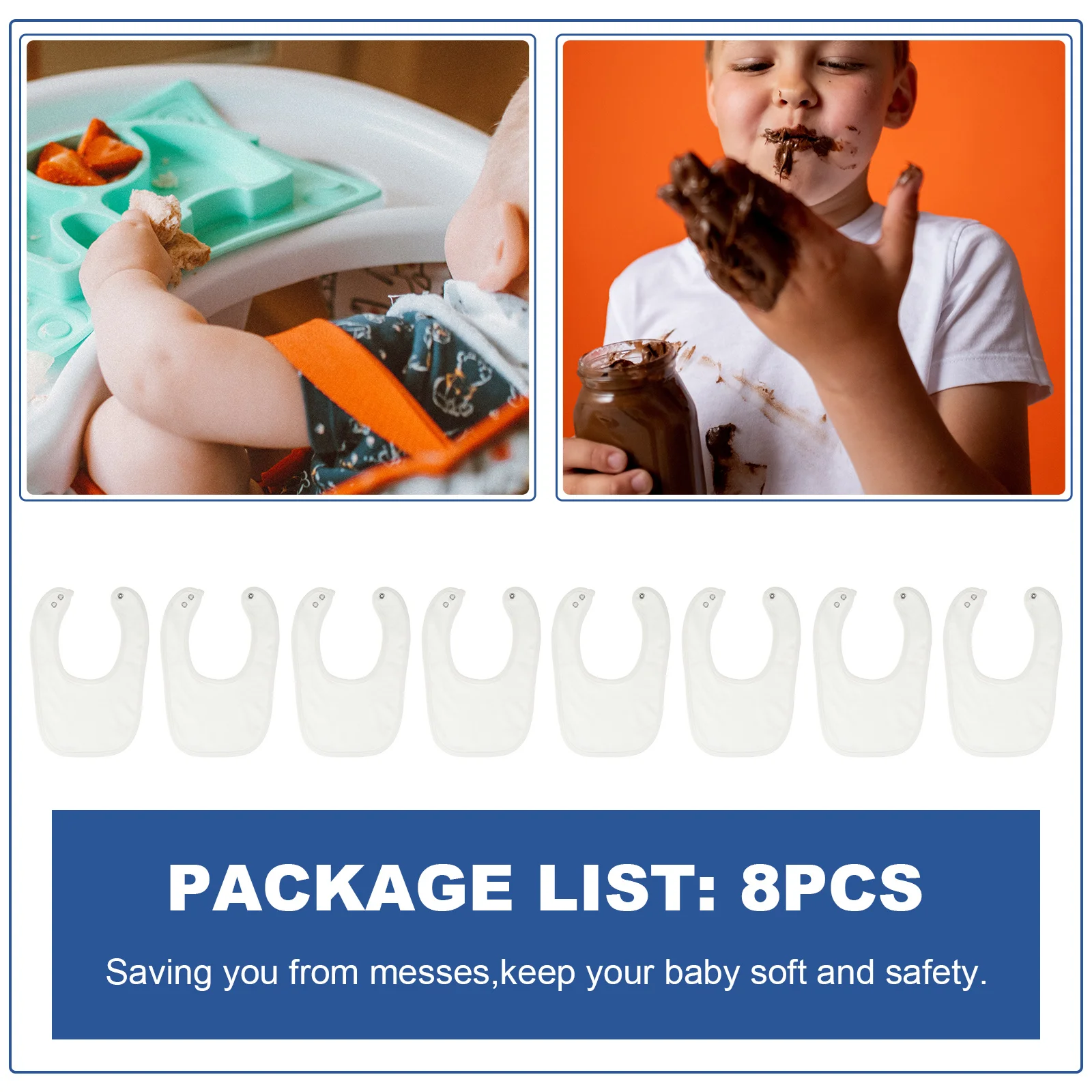 

8pcs Baby Bibs Cotton Drooling Teething Bibs Washable Reusable Absorbent For Infant Toddler Unisex Eating Drool Protection