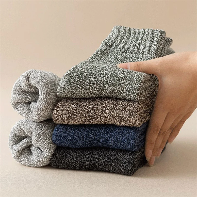 

1 Pair Of Padded Thickened Winter Terry Socks Men's Super Thick Warm Winter Towel Socks Cold Snow Socks