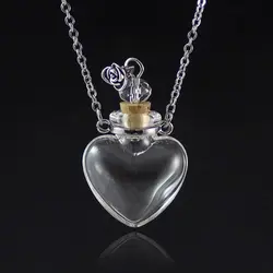 Openable Water Drop Heart Steel Chain Perfume Vial Necklace Wishing Bottle Pendant Essential Oil Diffuser Memorial Jewelry Gifts