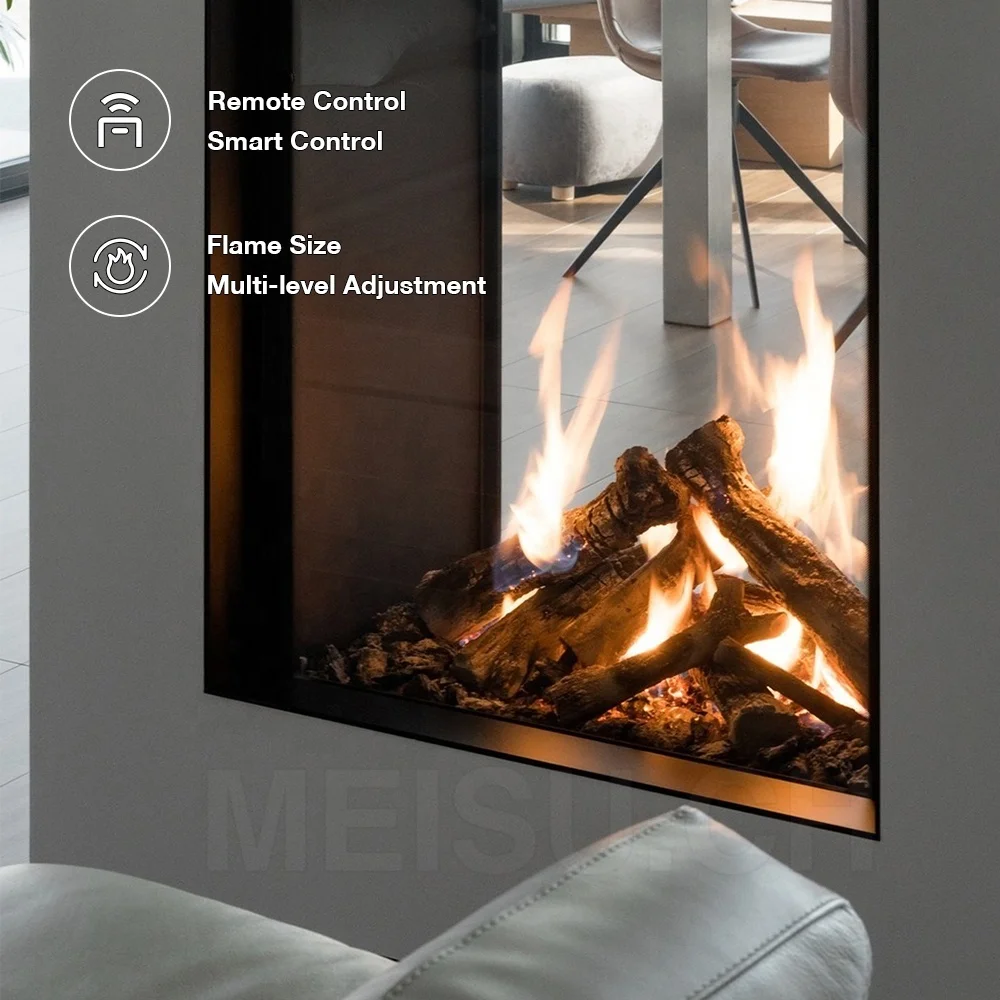 MEISU.CH Customizable Flame Adjustment Grand View Fire Surface Large Inserts Indoor Real Fire Pilot Assembly Gas Fireplace