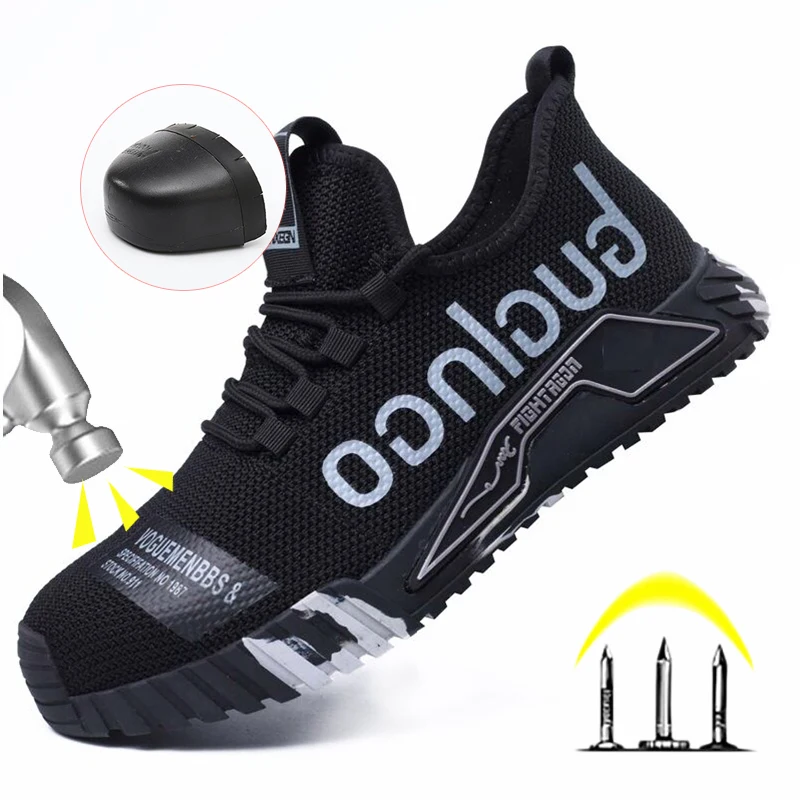 Lightweight Steel Toe Safety Shoes Men Anti-puncture Work Shoes Men Breathable Industrial Shoes Indestructible Work Safety Boots