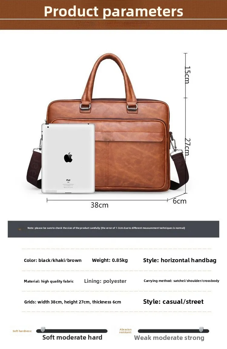 Nuova borsa da uomo casual, valigetta da lavoro semplice e alla moda, borsa a tracolla singola resistente all'acqua di grande capacità
