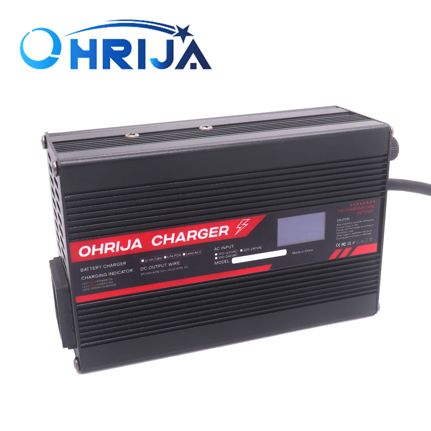 75.6V 2A Charger Smart Aluminum Case Is Suitable For 18S 66.6V  LCD Dispay Li-ion Lipo  Battery OLED Display Fast Charger OHRIJA