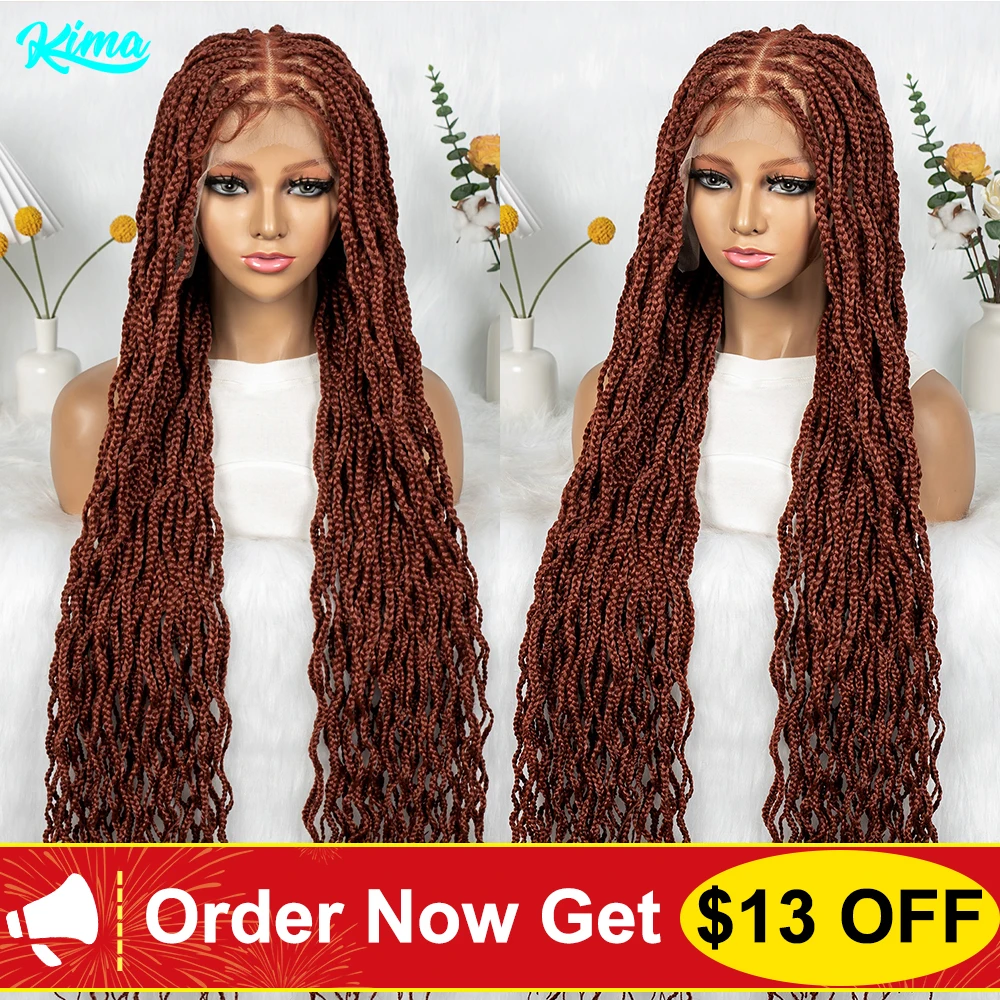 Synthetic Braided Wigs Full Lace Hair Wigs Knotless Box Braids with Baby Hair Handmade Braided Wigs for Black Women 36 inches