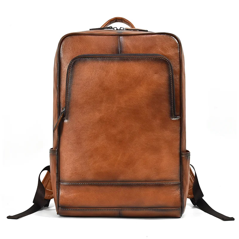 New design men\'s leather backpack retro 15.6 inch computer bag leather first layer cowhide backpack business laptop bag fashion