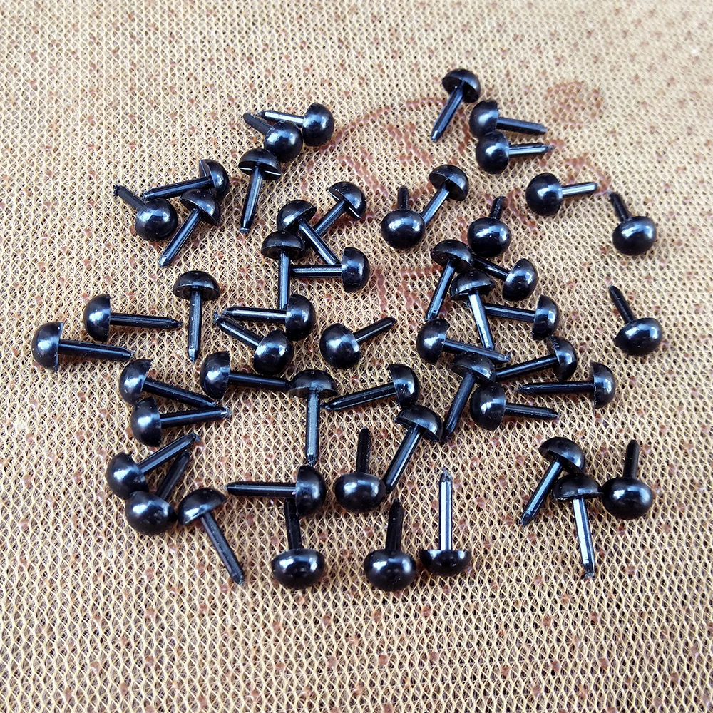 Ojos de seguridad de plástico negro para manualidades de juguetes, oso de peluche, accesorios para muñecas, fabricación de animales, 3mm, 4mm, 5mm,