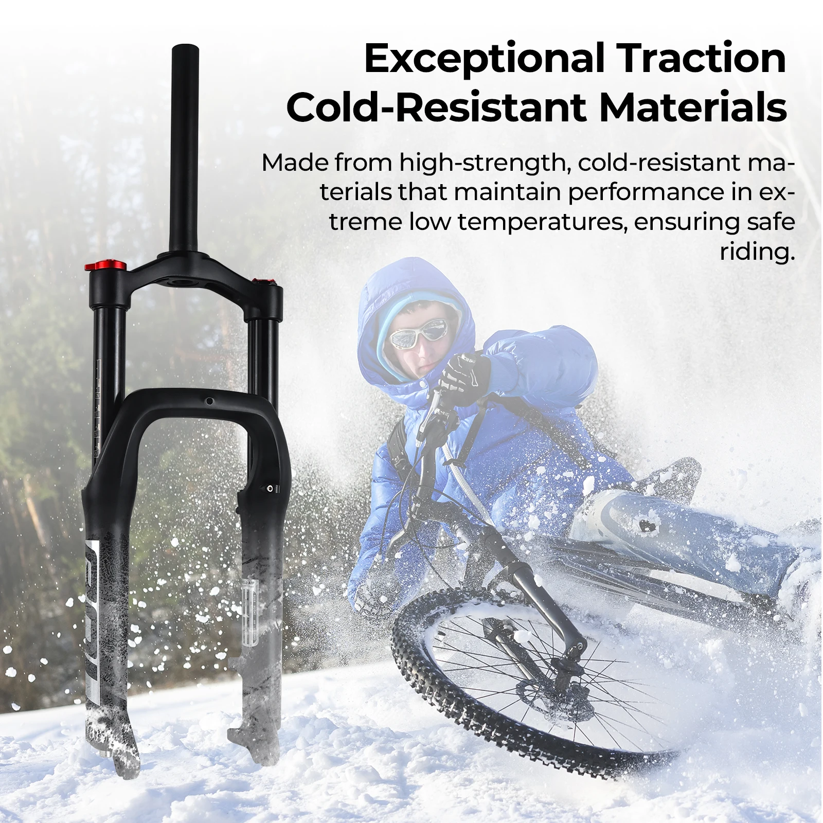 Bolany 20*4.0 Snow Bike Fat Front Fork Magnesium Alloy Hook MTB Fork 120mm Travel Suspension Air Fork For E-bike Mountain Bike