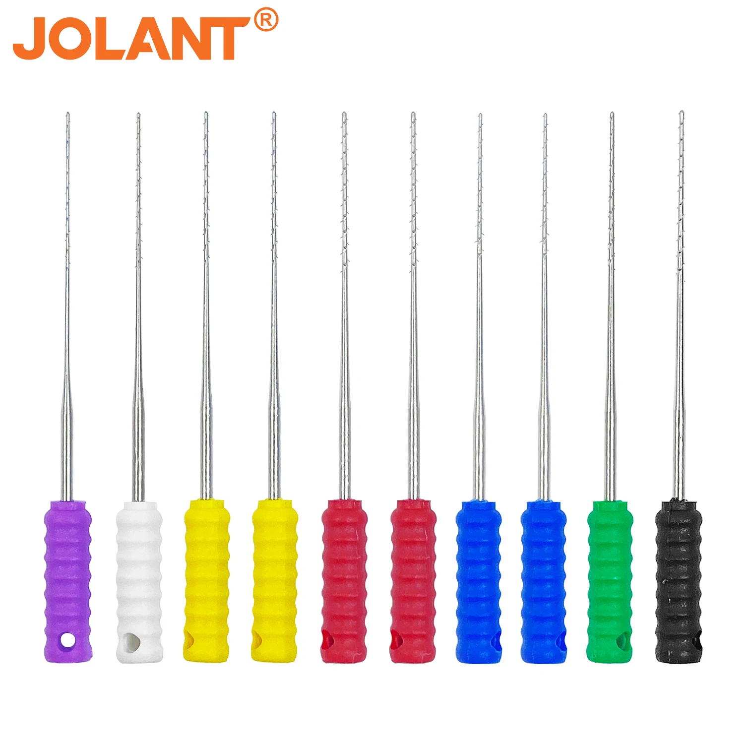 10Pcs/Pack JOLANT 21mm/25mm Dental Root Canal Files Cleaning Needle Square Broaches Barbed Broaches for Root Cleaning