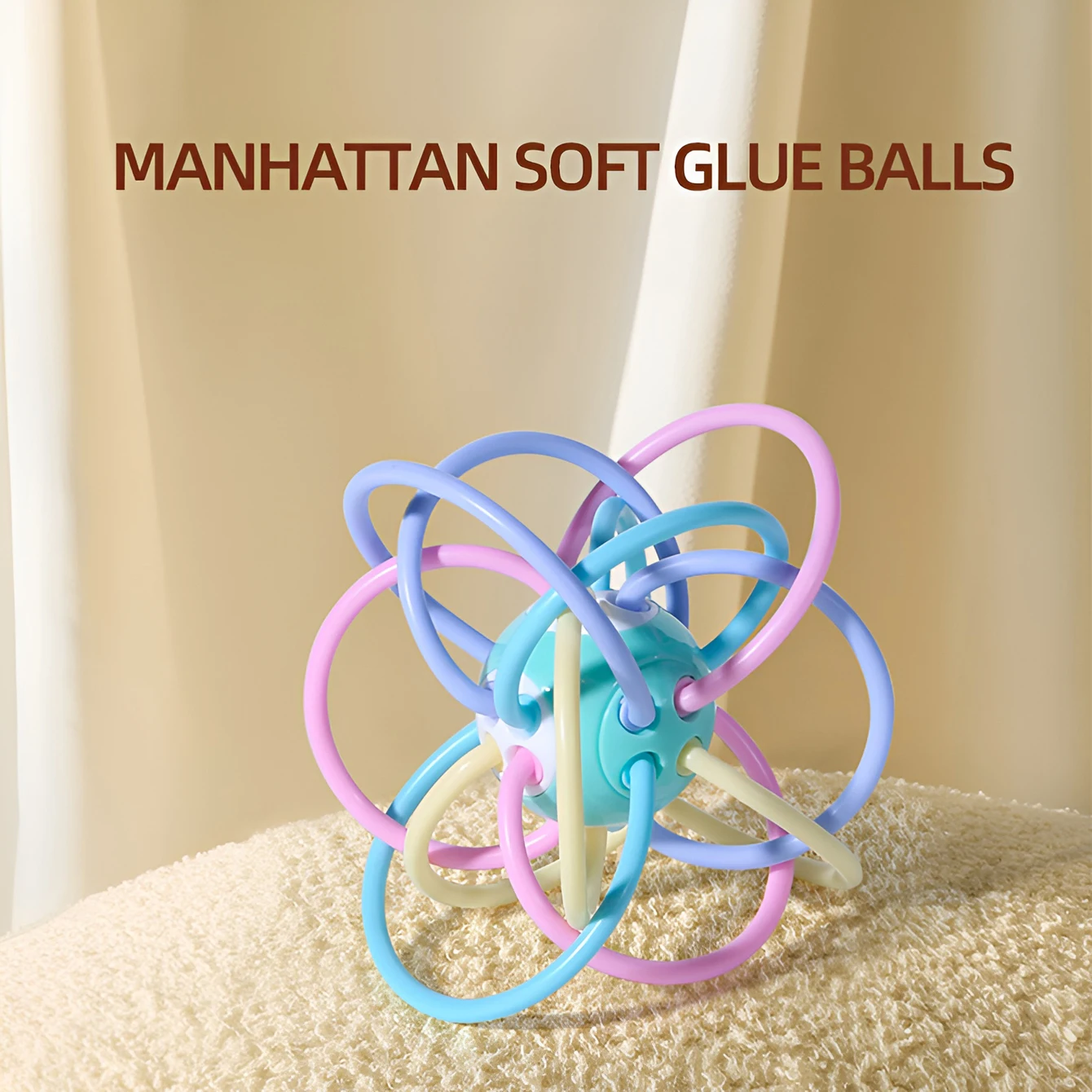 Manhattan square golfer grips teether grinding ball educational toy ball