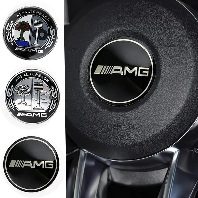 Aluminum 52mm Car Steering Wheel Center Emblem Inner Sticker for Mercedes Benz AMG W205 W212 W213 W220 W221 W202 W204 GLE GLC