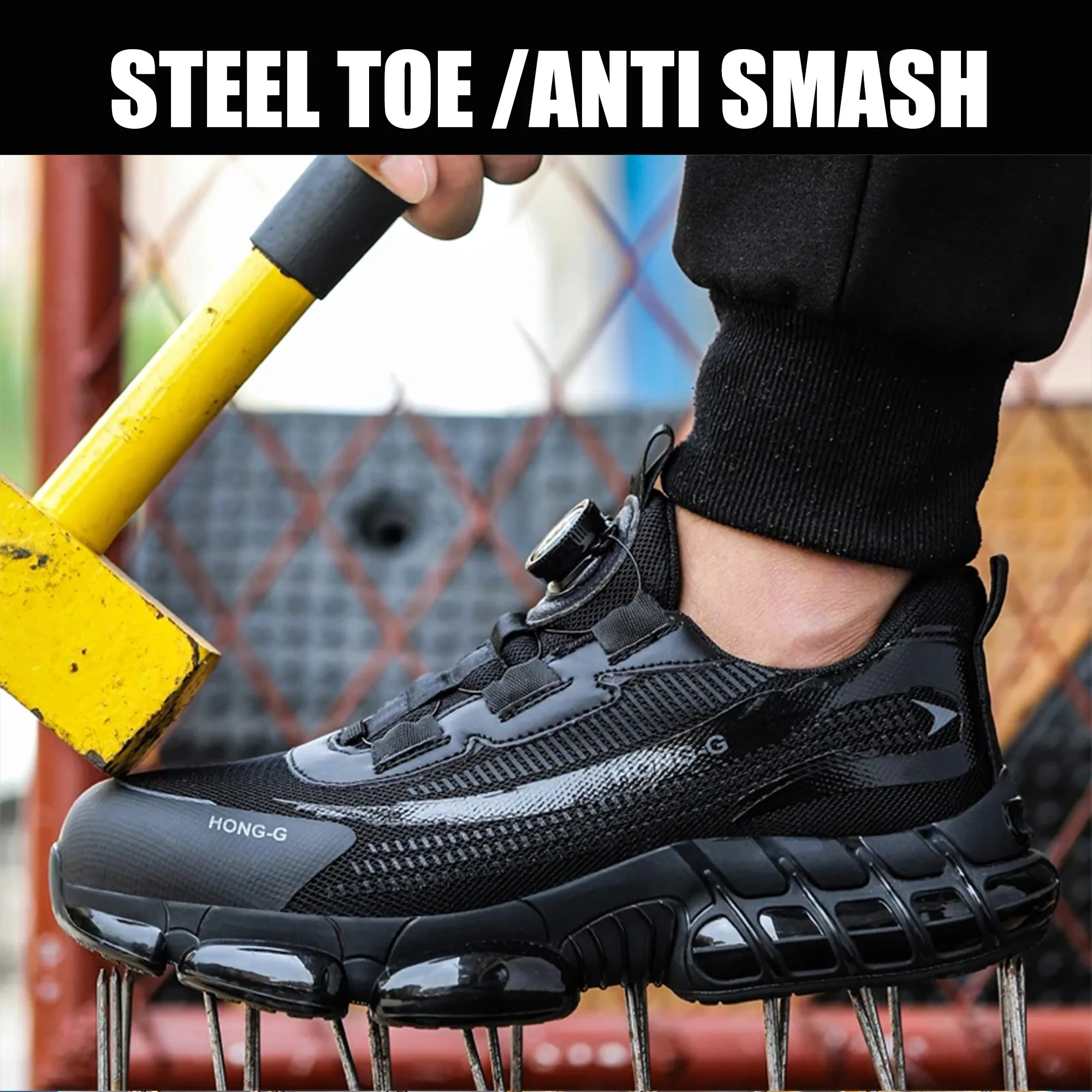 Fashionable Men's Safety Sneakers Men's Work Boots Impact Resistant Anti Piercing Lightweight Wear Resistant Men's Footwear