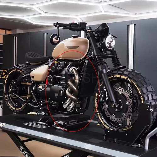 Imagen 2 del producto Para Triumph Bobber 2017 2018 19 20 2021 2022 2023 Bobber 1200 Escape Slip-on trenzado doble silenciador de Escape de motocicleta tubo frontal