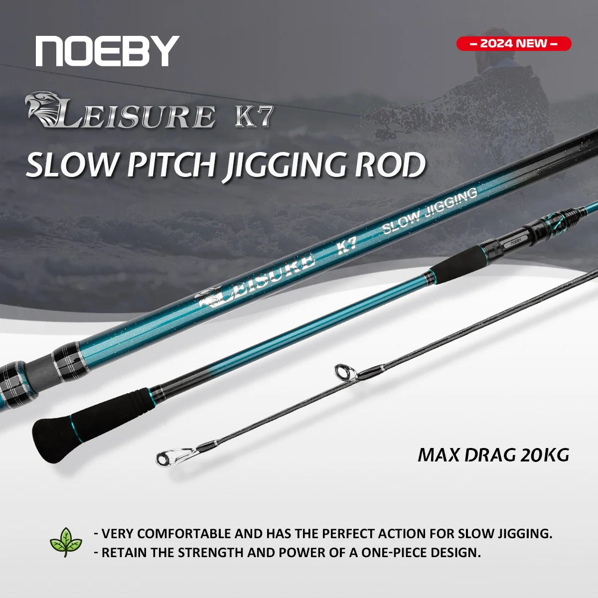 Noeby-Slow Pitch Jigging Fishing Rod, 1.83M, 1.96m,20kg Max Drag M,ML 30-350g,Lure Weight,Spinning Casting,Saltwater Fishing Rod