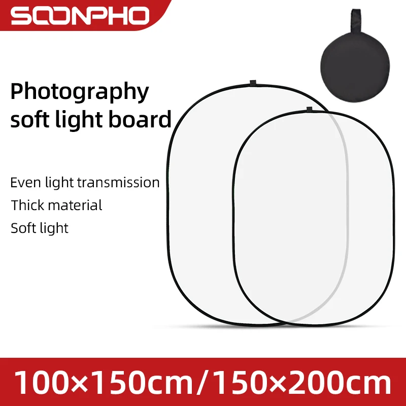 Soonpho-Reflector portátil ovalado multidisco transparente, difusor de estudio fotográfico plegable, blanco, 100x150cm, 150x200cm