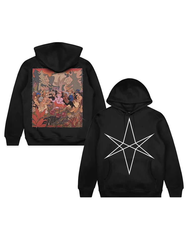 Winter 2025 Men's Bla Metal Band Hoodie Sweatirt Loose Fit Digital Direct Spray Cotton Casual Sle Anti-Wrinkle Wear Res...
