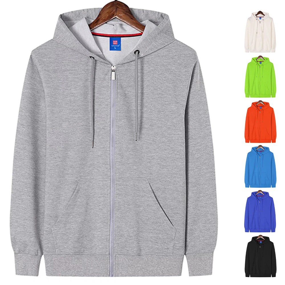 Blank Lightweight Zipper Hoodies Men Wholesale Pull Over Hooded Sweatshirt Zip Up Grey Hoodies For Men Sudadera Con Cremallera