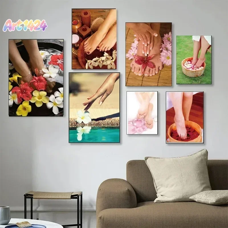 Foot Spa Yoga Salon Nail Body Massage Canvas Painting Posters and Prints Wall Art Picture For Living Room Decoration