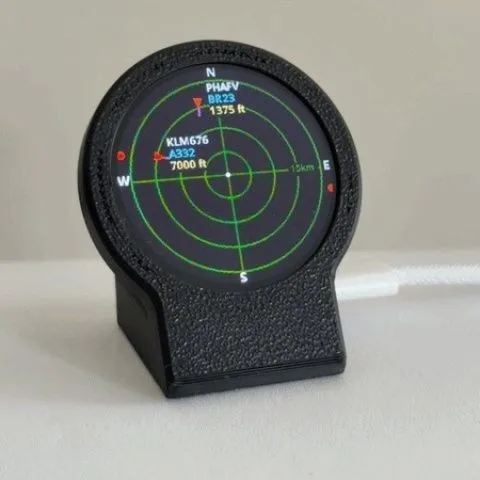 3D Printed Shell Deskradar Real-time Aircraft Radar Display | ADS-B Data Desktop Gadget