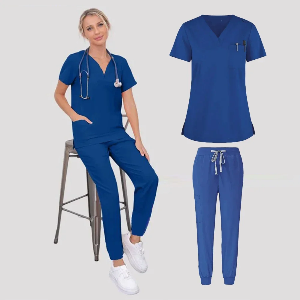 New Unisex Medical Uniforms for V-neck Nurse Scurbs Set Women Hospital Doctor Workwear Oral Dental Surgery Work Uniform