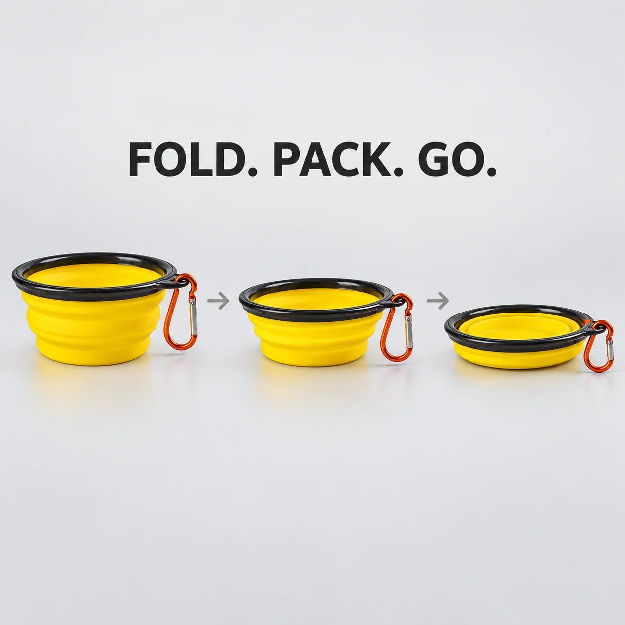 350ml Collapsible Dog Bowl Portable TPR Pet Water Food Dish with Carabiner for Walking Travel and Outdoor Use Yellow