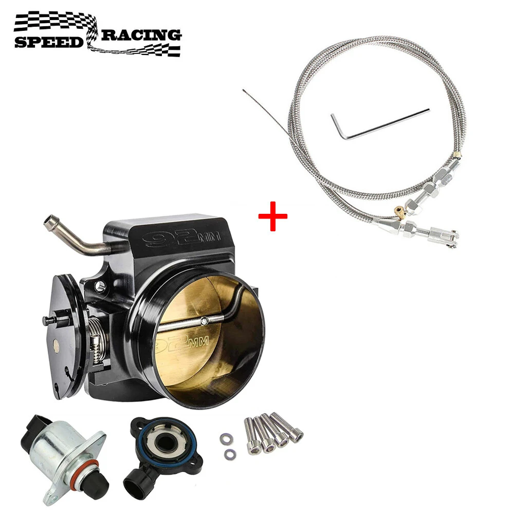 92MM LS Throttle Body with Position Sensors TPS IAC & Throttle Gas Cable Kit NEW for CHEVY LSX LS1 LS2 LS3 LS6 LS7