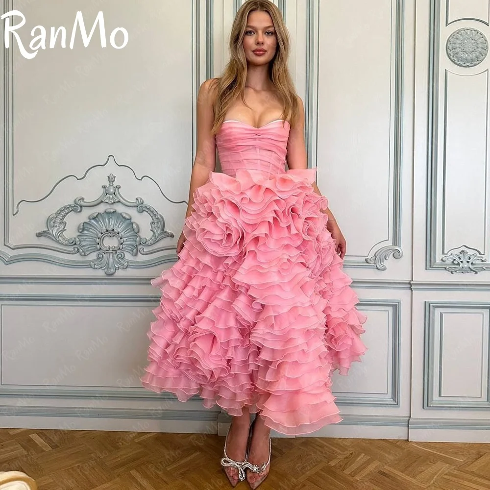 Ranmo Novo vestido de noite personalizado linha A com pregas na altura do tornozelo sem mangas 2025 ocasiões especiais فسات intellimavera