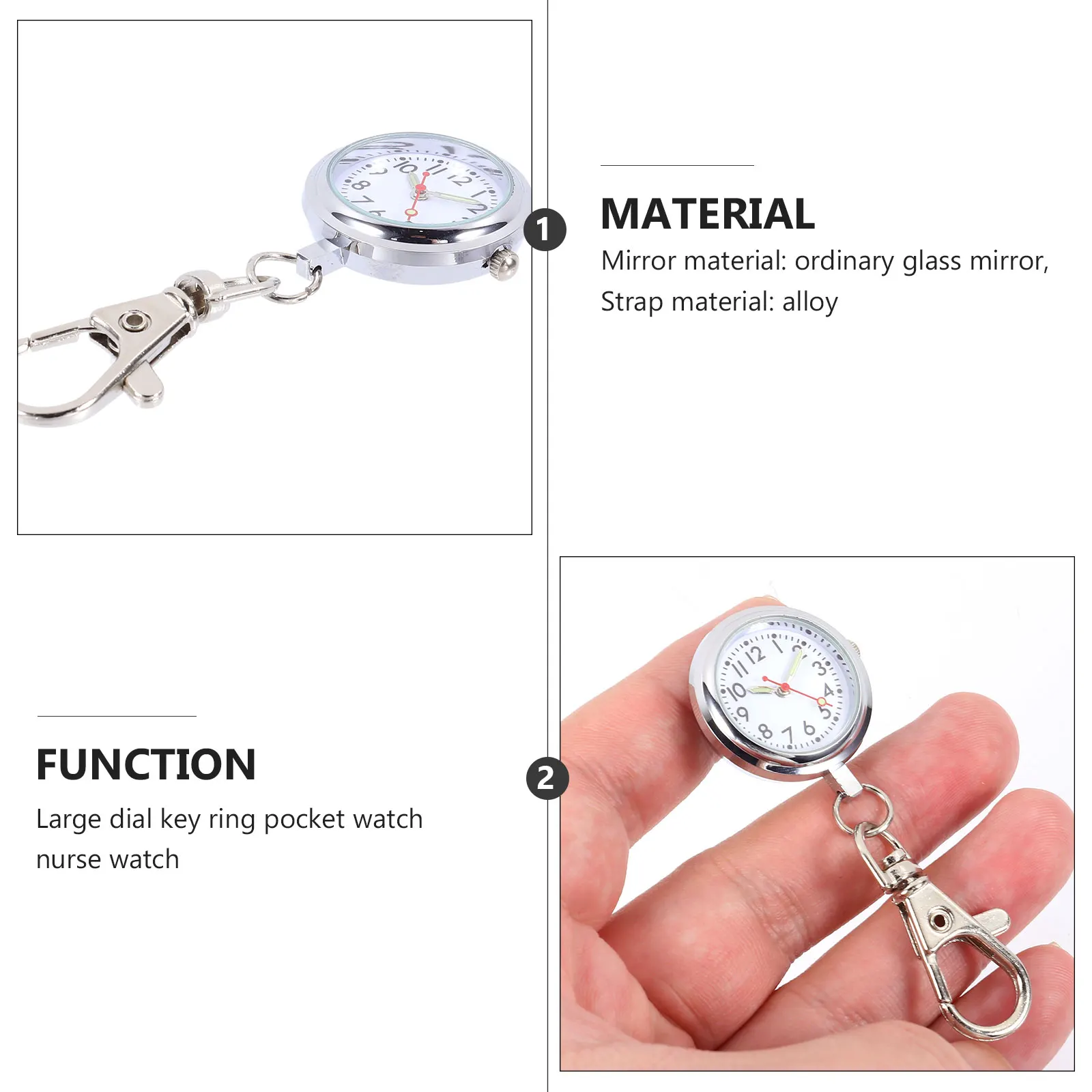 

Quartz Pocket Watch Keychain Large Dial Alloy Nurse Watch Vintage Key Ring Pendant Clip Fob Hospital Doctors Nurses Medical