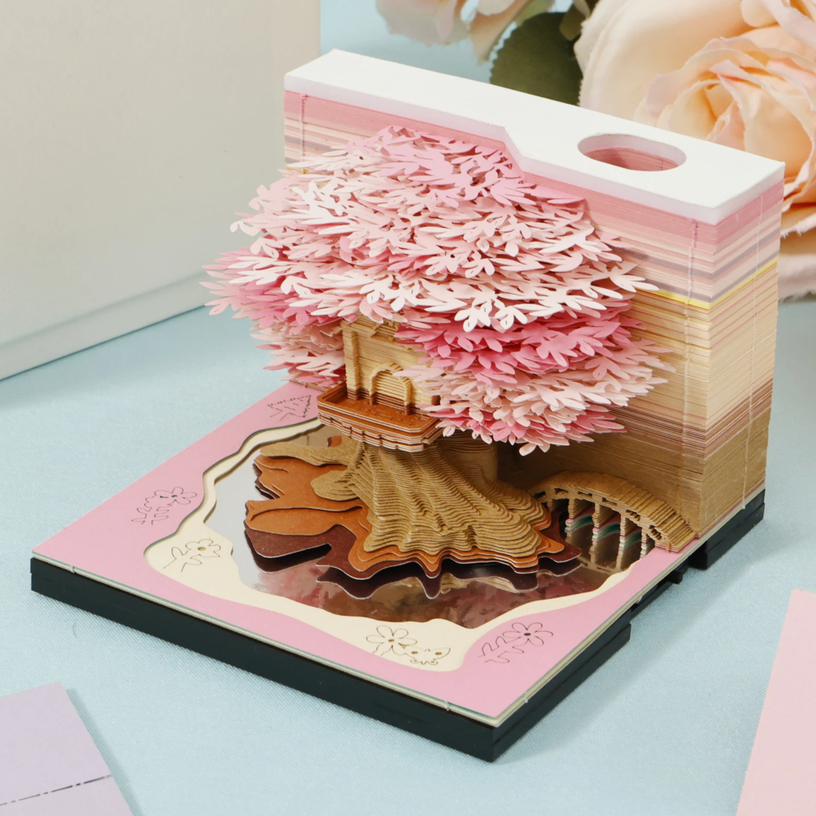 Christmas Gifts 3D Notepad 2025 Calendar Memo Pad Block Notes Tree House Design Note Paper Stationery Accessories Novelty Gift