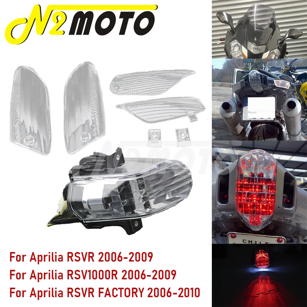 Motorbike Rear Stop Brake Tail Light W/ Turn Signal Lens Front & Rear For Aprilia RSVR RSV 1000 R 2006-2009 RSVR Factory 2006-10