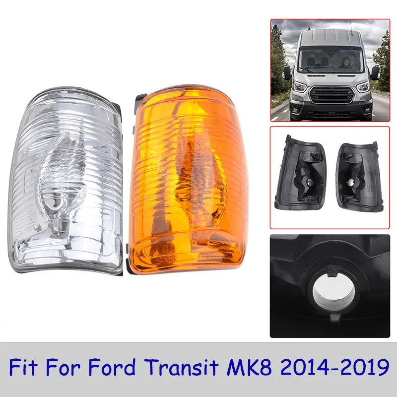 Kaca Spion Penutup Lensa Lampu Indikator Tanda Bahaya Lampu Sein Putih Cocok untuk Ford Transit MK8 2014 - 2019 Aksesori Mobil