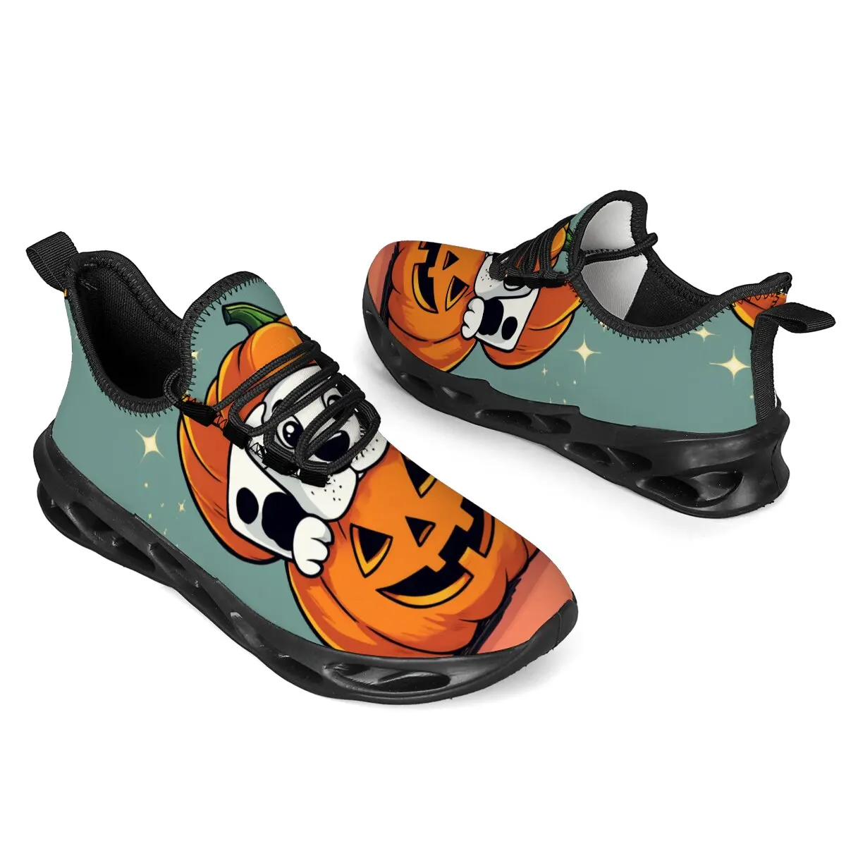 

Halloween Outdoor Breathable Running Shoes Pupmkin Print Sneakers Women Men's Lightweight Autumn New Round Head Lace-up Gfit