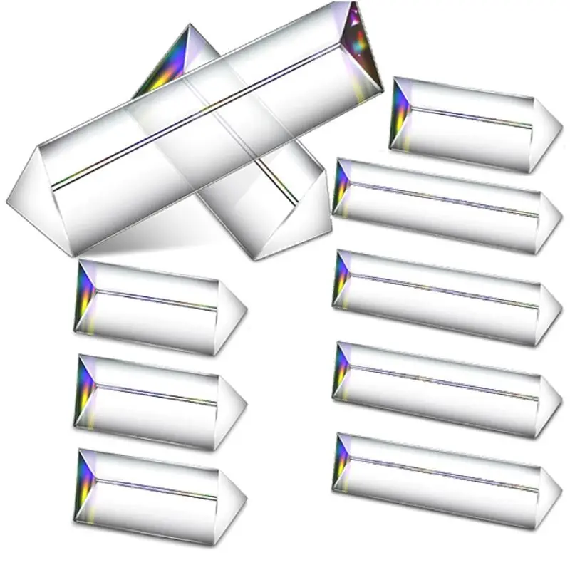 

Набор из 10 прозрачных треугольных призм A24F-10 из оптического стекла, призмы из кристалла, для изучения светового спектра и физики в образовании