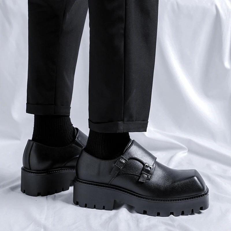 

Лидер продаж, черные мужские кожаные туфли на толстой подошве, роскошный дизайнерский стиль, ПЛАТЬЕ, деловая вечеринка, модная повседневная модная обувь для взрослых
