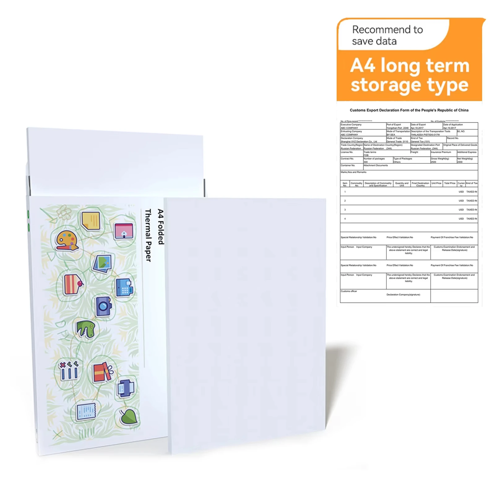 100 Sheets A4 Thermal Printer Paper, Folded Continuous Form Paper 210x297mm, Easy Tear Perforated, Fits M08F & A4 Portable Wirel