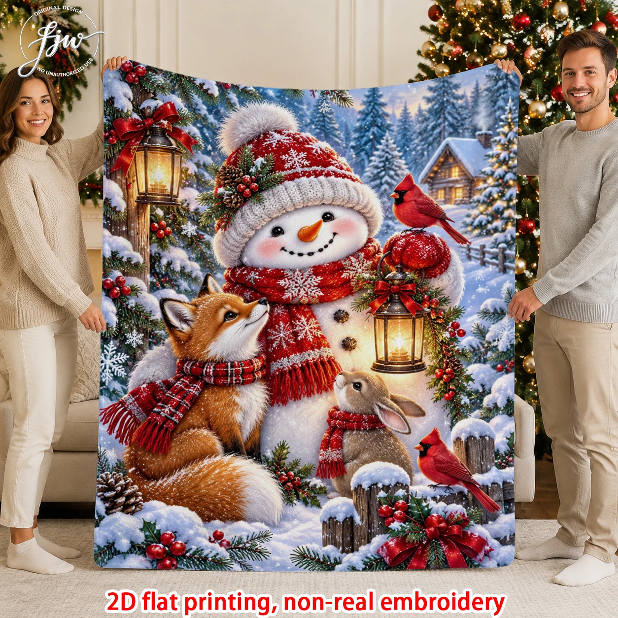 1pc Christmas Winter Snowman Fox  Gnome Fleece Throw Blanket, Festive Holiday Home Decor for Sofa Couch Bed